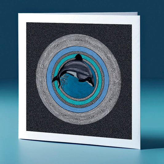 mauis dolphin pointillism themed greeting card
