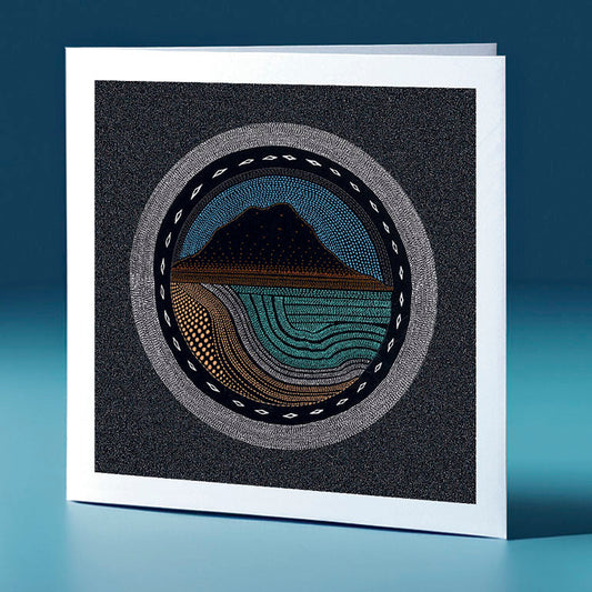 mt maunganui pointillism themed greeting card
