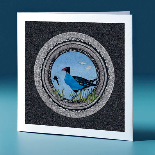 pukeko pointillism themed greeting card