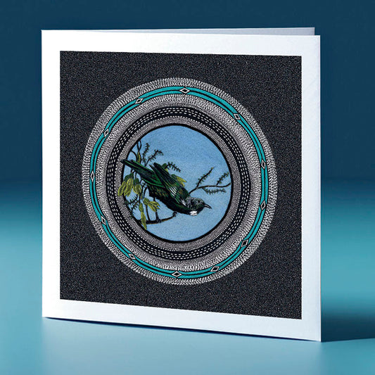 tui pointillism themed greeting card